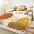 thumbnail image 4 of Castle Fairy Warm Terracotta Bed Sheets 4pcs for Family, Gold Foil Leaf King Sheets, Orange and Brown, 4 of 6