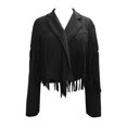 thumbnail image 5 of Baqcunre Women's Fashion Solid Color Fringe Suede Leather Jacket Motorcycle Short Jacket Women Clothing Leather Jacket Crop Tops for Women,Womens Winter Coats Black Xl, 5 of 5