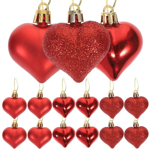 KAKOWELY 24 colgantes de bolas con forma de corazón para San Valentín.