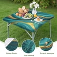thumbnail image 4 of Teal Gold Marble Pattern Square Fitted Tablecloth with Elastic Edge,Square Table Cover,Washable Elastic Table Cover for Home Kitchen Party Decor 34"x34", 4 of 6