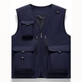 thumbnail image 3 of ZCFZJW Men's Casual Lightweight Outdoor Fishing Vest Work Safari Travel Photo Hunting Camping Cargo Vest Jacket with Multi Pockets Navy XL, 3 of 4
