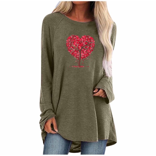 Pompotops Mode T-Shirt Décontracté à Manches Longues Col Rond Imprimé Blouse Tops Liquidation