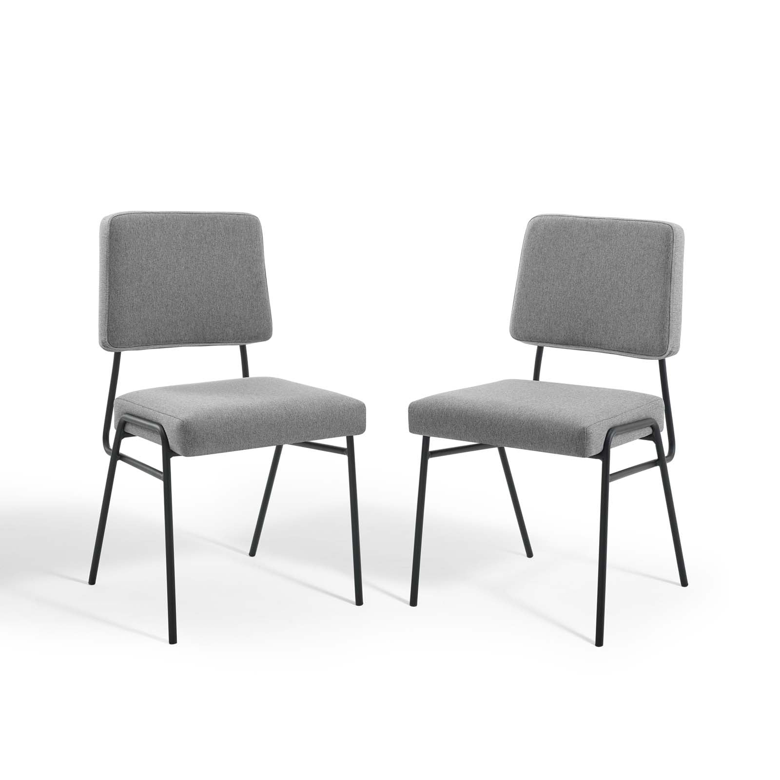 Side Dining Chair, Set of 2, Fabric, Black Grey Gray, Modern