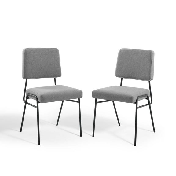 Side Dining Chair, Set of 2, Fabric, Black Grey Gray, Modern Contemporary Urban Design, Kitchen Room Cafe Bistro Restaurant Hospitality
