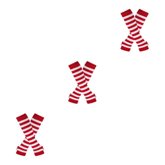 Transemion Stay In Style With Thick Thighs Long Socks Made With Polyester And Highly Elastic Easy To Wear Red and white 3Set