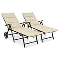 thumbnail image 1 of Costway 2 PCS Folding Patio Rattan Lounge Chair Chaise Cushioned Aluminum Adjust Wheel, 1 of 10