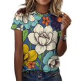 thumbnail image 3 of Flower Power T Shirts Basic T-Shirt Short Sleeve Ladies Tee Shirt Summer Graphic Clothing, 3 of 5