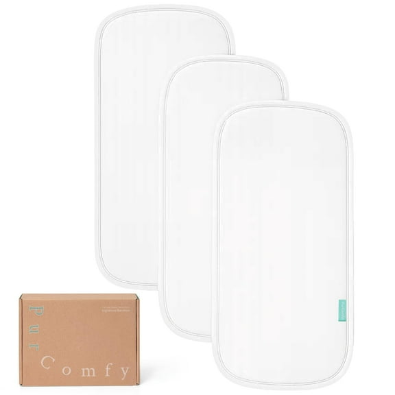 PurComfy SuperSoft Burp Cloths, Premium Bamboo Viscose Baby Burp Cloths, Absorbent & Skin-Friendly, Large 21” x 10”, Unisex Baby Essentials for Feeding, Spit-Up & Baby Shower Gift, 3-Pack