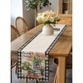 thumbnail image 5 of Burlap Table Runner 36 Inches Long, Retro Books Pencils Potted Plants Non-Slip Kitchen Table Runners for Dining Room Everyday Use Party Table Decorations Black Plaid on Linen, 5 of 9