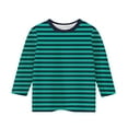 thumbnail image 4 of Spazoro Kids Girls Shirts Tee, 3/4 Sleeve Crew Neck 2025 Stripe Print Casual Loose Tops for Child Girls Blue Size 5 T, 4 of 5