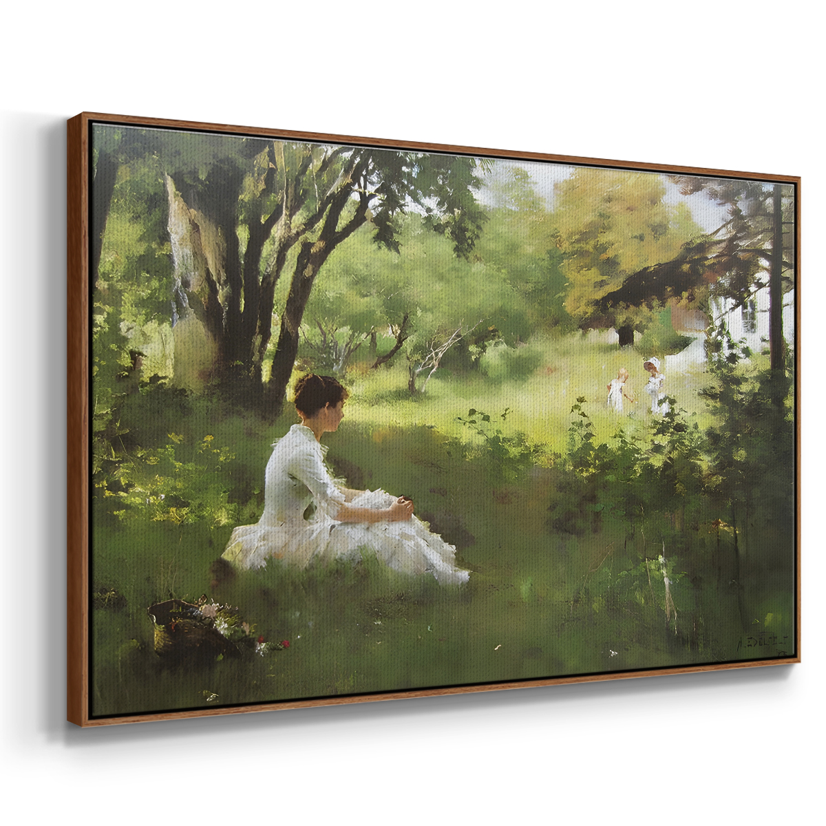 Vintage Landscape-CCXLV By Wexford Home Framed in Walnut Wood Gallery Wrapped Canvas 27 in. x 41 in.