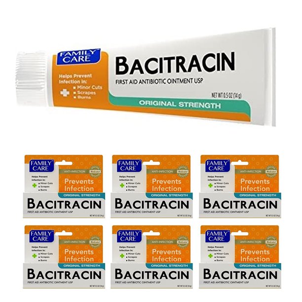 6 Pack Bacitracin Ointment First Aid Antibiotic 0.5 Oz 14 g Cream Cuts