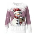 thumbnail image 4 of HOMBOM Womens Crewneck Sweatshirts Christmas Fleece Merry Holiday Pink Snowman Sweatshirt for Ladies Xmas, 4 of 5