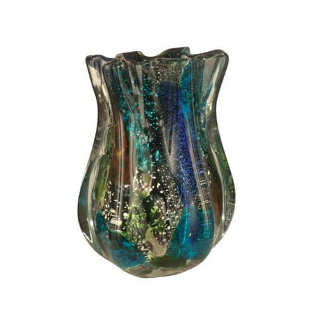 Dale Tiffany AV11097 Augustus Art Glass Vase with Hand Blown Art Glass