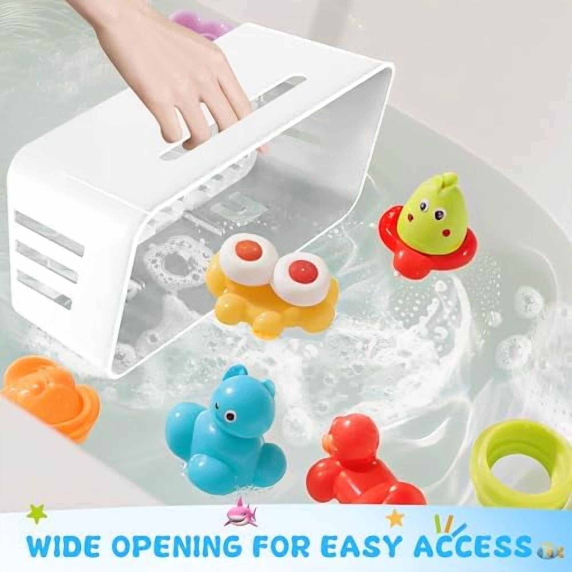 Bath Toy Storage 2 Packs, Large Bath Toy Holder with 3 Compartment, Quick Dry Bathtub Toy Organizer, Bath Tub Toy Net, Shower Toy Basket & Bin, Bathroom Accessories for Baby,Toddler,Kids（White）
