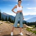 thumbnail image 6 of MLQIDK Pedal Pushers for Women Capri Pants Dressy Casual Knee Length High Waisted Lounge Pants Trendy Summer Crop Capri Pants with Pockets Blue M, 6 of 6
