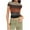 Brown, variant on qucoqpe Womens 2026 Spring Summer Fashion Colorblock Patchwork Crewneck Short Sleeve Tee Casual Slim Fit Blouses Tops