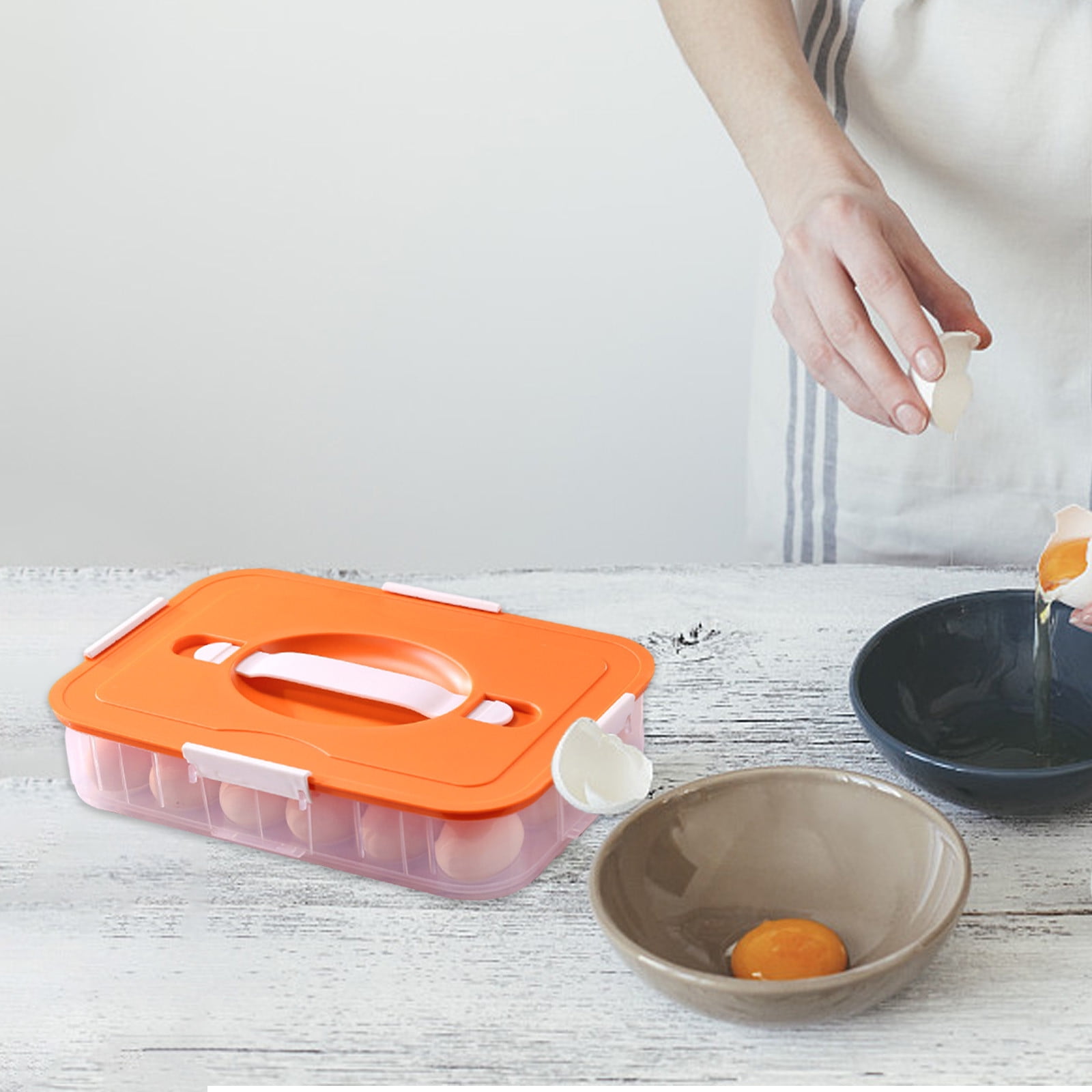 Egg Container for Refrigerator | 18 Egg Storage Organizer with Lid | Clear Plastic Egg Keeper | Stackable Fridge Organizer for Kitchen | Reusable Food Freshness Container