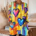 thumbnail image 1 of TaTaai Women’s Casual Round Neck Print Long Sleeve Blouse With Pockets Loose Fit Patterned T Shirts Soft Polyester Daily Holiday Travel Top Gift, 1 of 7