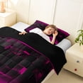 thumbnail image 4 of jejeloiu Plaid Geometric Pattern Twin Comforter Sets For Girls Pink Black Neon Line Bedding Set For Kids,Reversible,2pcs, 4 of 8