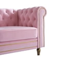 thumbnail image 5 of 3 Seater Chesterfield Button Tufted Velvet Sofa, Wide Upholstered Couch with Rolled Arms Removable Cushions Metal Legs for Living Room Office Apartment, 5 of 11