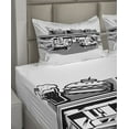thumbnail image 2 of Ambesonne Black White Fitted & Top Sheet Set with Shams, Nostalgic Retro Car, Black White, 2 of 4