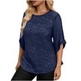 thumbnail image 3 of Rvasteizo Womens Summer Long Sleeve V Neck Blouses Shirts Solid Color Long Sleeve V Neck Mesh Insert Casual Party Top, 3 of 5
