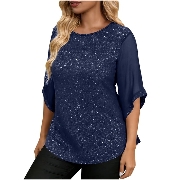 Mujeres Partido Tops Casual Brillante Elegante Suelto Ajuste, Color Sólido Blusa para la Primavera Diaria