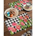 thumbnail image 2 of Easter Placemats Set of 6, Tulip Black Buffalo Plaid Placemat for Dining Table Decorations, Spring Flower Floral Place Mats, Spring Table Mats for Kitchen Dinner Seasonal Holiday Party Decor, 2 of 6