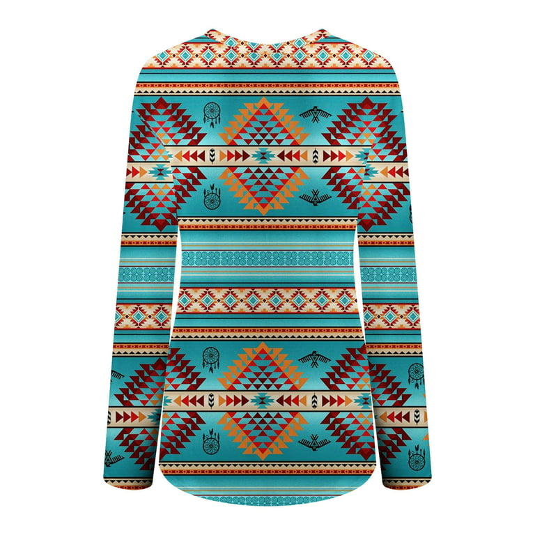 Christmas Deals Womens Western Aztec Ethnic Style Sweatshirts