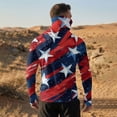 thumbnail image 4 of GrmtClth Sun Protection Shirts for Men Long Sleeve UPF 50+ 250th Anniversary Usa Patriotic Hoodie Fishing Hiking 4th July Sun Shirt Lightweight Rash Guard with Mask Blue L, 4 of 6