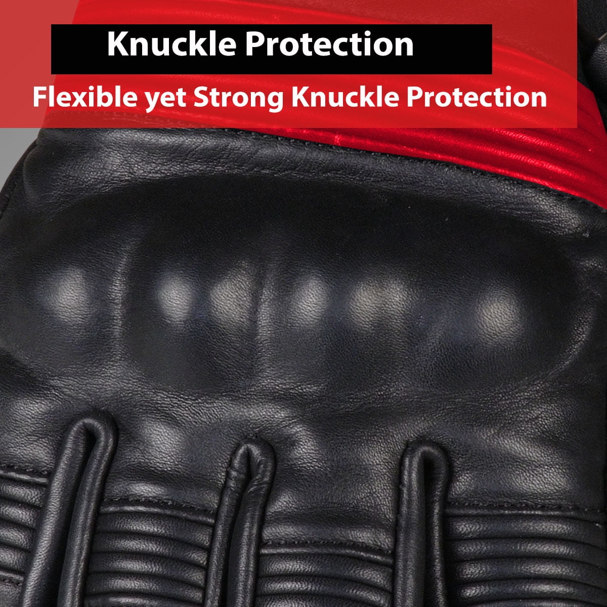 Jackets 4 Bikes Men's Motorcycle Gloves Premium Leather Street Protective Cruiser Gel Padded Driving Riding Biker Gloves BlackRed S