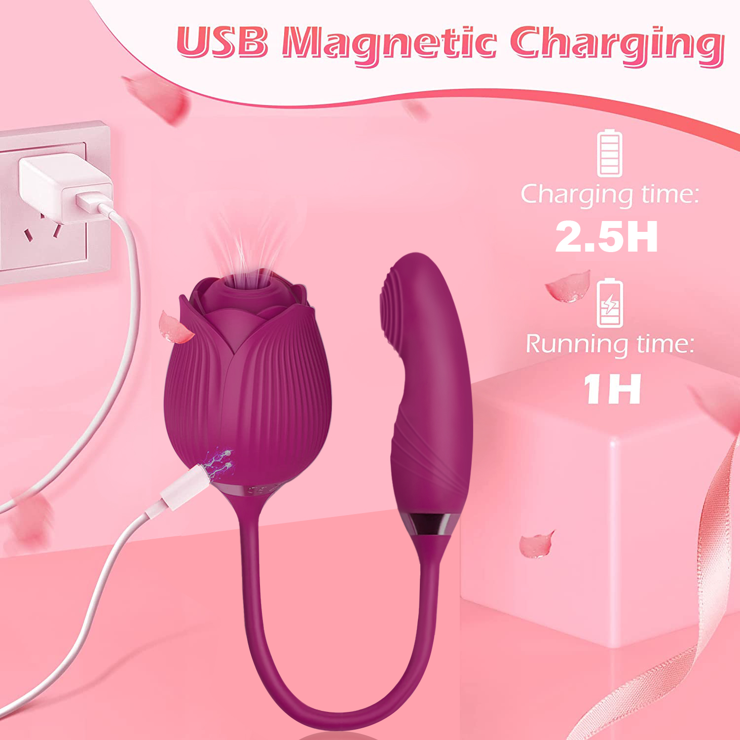 Rose Sucking Vibrator for Women, G-Spot Vibrator Clitoris Vibrator with Mimic Finger Wiggling Personal Massager