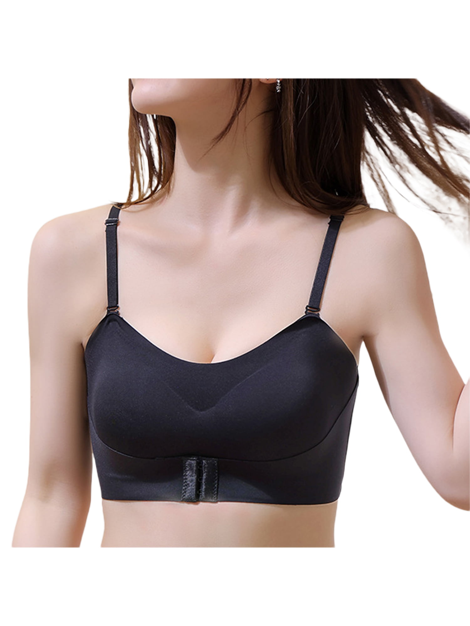 Qiylii Women Lingerie Strapless Front Buckle Lift Bra Wire-Free Anti-Slip  Invisible Push Up Bandeau Bra 