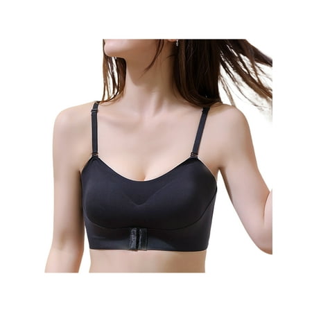 

SHIBAOZI Women Front Buckle Lift Bra Lingerie with Detachable Shoulder Strap Invisible Push-up Front Hook Wireless Underwear Bra