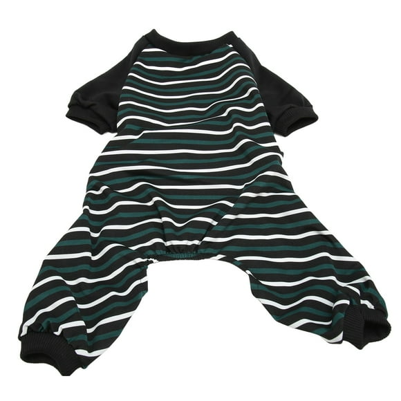 Onesie Dog Pajamas, Stretchy Striped Dog Pajamas Prevent Shedding Green And White Stripes For Cats XS,S,M,L,XL