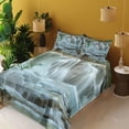 thumbnail image 2 of Ambesonne Nature Fitted & Top Sheet Set with Shams, Waterfall Jungle Stream Tree, Green and Brown, 2 of 5