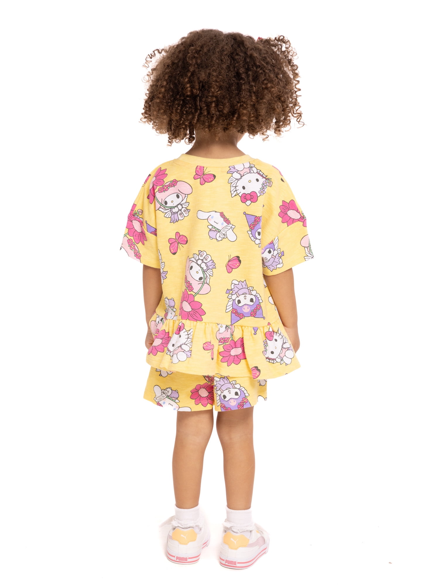 Hello Kitty and Friends Toddler Girls' Short Sleeve Graphic Tee and Matching Shorts Set, 2-Piece, Sizes 12M-5T