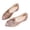Pink, variant on hoksml Women Pointed Toe Flat Ballet Flats, Metallic PU Upper Metal Square Ornament Slip On Casual Dress Shoes
