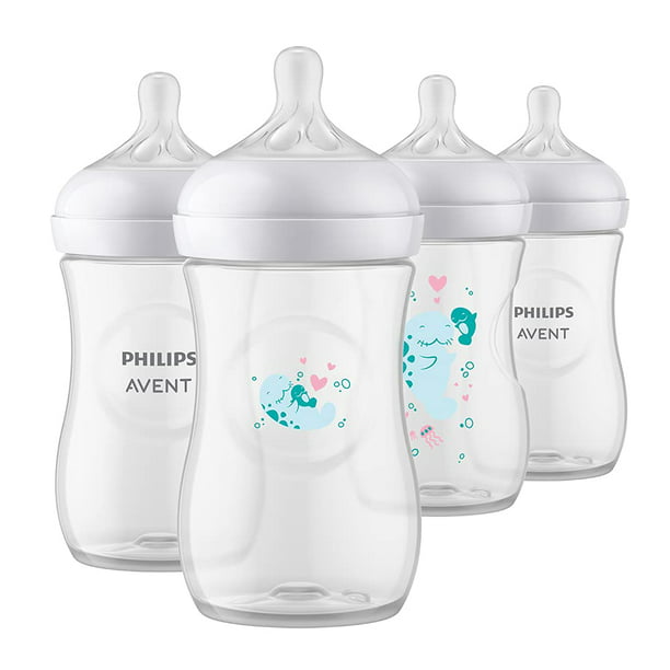 Ten einde raad rotatie Vriend Philips AVENT Natural Baby Bottle with Natural Response Nipple, with  Manatee Design, 9oz, 4pk, SCY903/61,Seahorse - Walmart.com