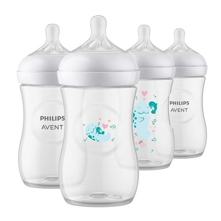 Philips AVENT Natural Baby Bottles with Natural Response Nipple, with Manatee Design, 9oz, 4pk, SCY