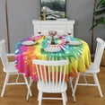thumbnail image 2 of Colorful Tie Dye Pattern Round Tablecloth 60"x60",Wrinkle Wipeable Table Cloth for Kitchen Dining Room Picnic Patio Party, 2 of 6