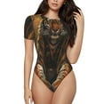 thumbnail image 2 of Fotbe Tiger In The Fallen Leaf Forest Women's Crew Neck Short Sleeves Bodysuit Tops Round Neck Slim Sleeveless Soft Comfortable Basic-Medium, 2 of 7