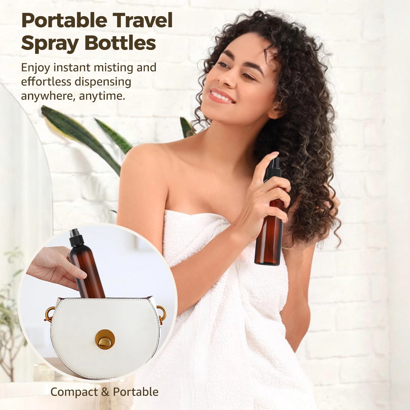 32PCS Spray Bottles, Amber Fine Mist Cleaning Bottles, Empty Refillable Atomizer Containers, Portable Leak-proof Travel Dispenser Bottles for Essential Oils, Perfume, Cleaning Products
