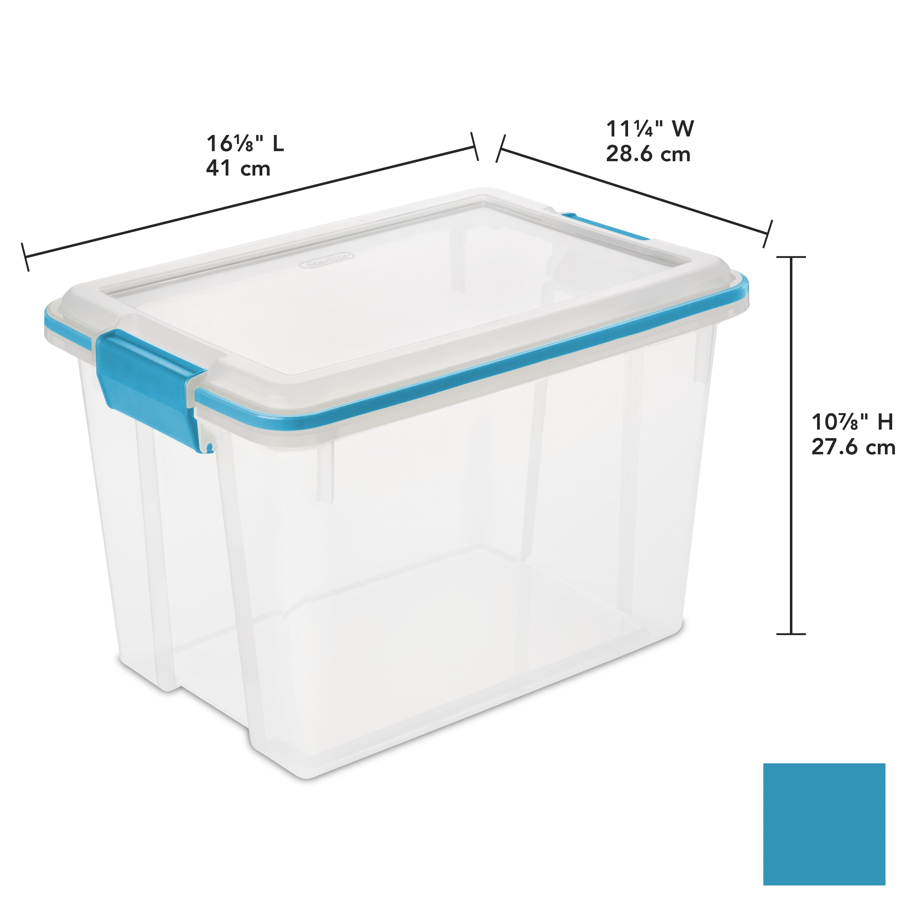 Sterilite 20 Qt Gasket Box, Stackable Storage Bin with Latching Lid and  Tight Seal Plastic Container to Organize Basement, Clear Base and Lid,  12-Pack