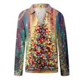 thumbnail image 4 of Blusa informal de manga larga con cuello en V y estampado floral para mujer Pompotops FGAJ16280, 4 of 5