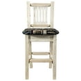thumbnail image 2 of Homestead Collection Barstool w/ Back, Clear Lacquer Finish w/ Upholstered Seat, Woodland Pattern, 2 of 9