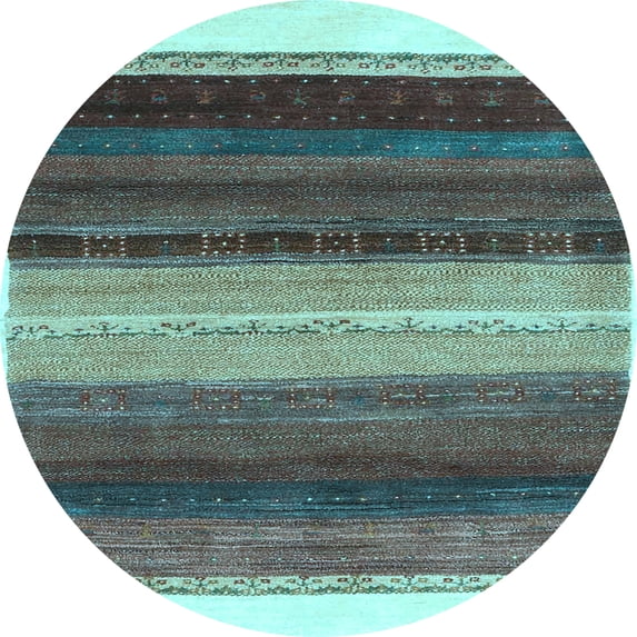 Ahgly Company Indoor Round Abstract Light Blue Contemporary Area Rugs, 5' Round