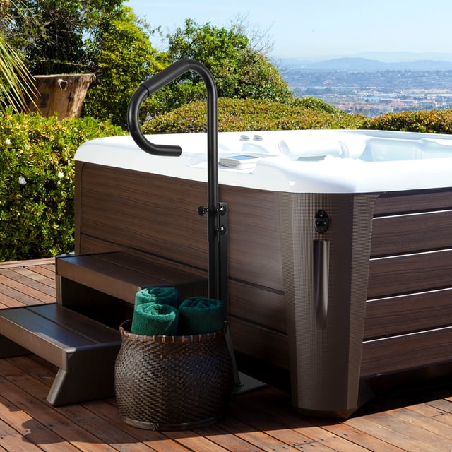 600LBS Safety Handrail, Adjustable Height 26"-57" Hot Tub Handrail with 360° Swivel & Non-Slip Grip, Rustproof Slide-Under Base for Spa & Pool Entry
