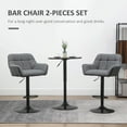 thumbnail image 4 of HOMCOM Adjustable Bar Stools Set of 2, Swivel Tufted Fabric Barstools, 4 of 10